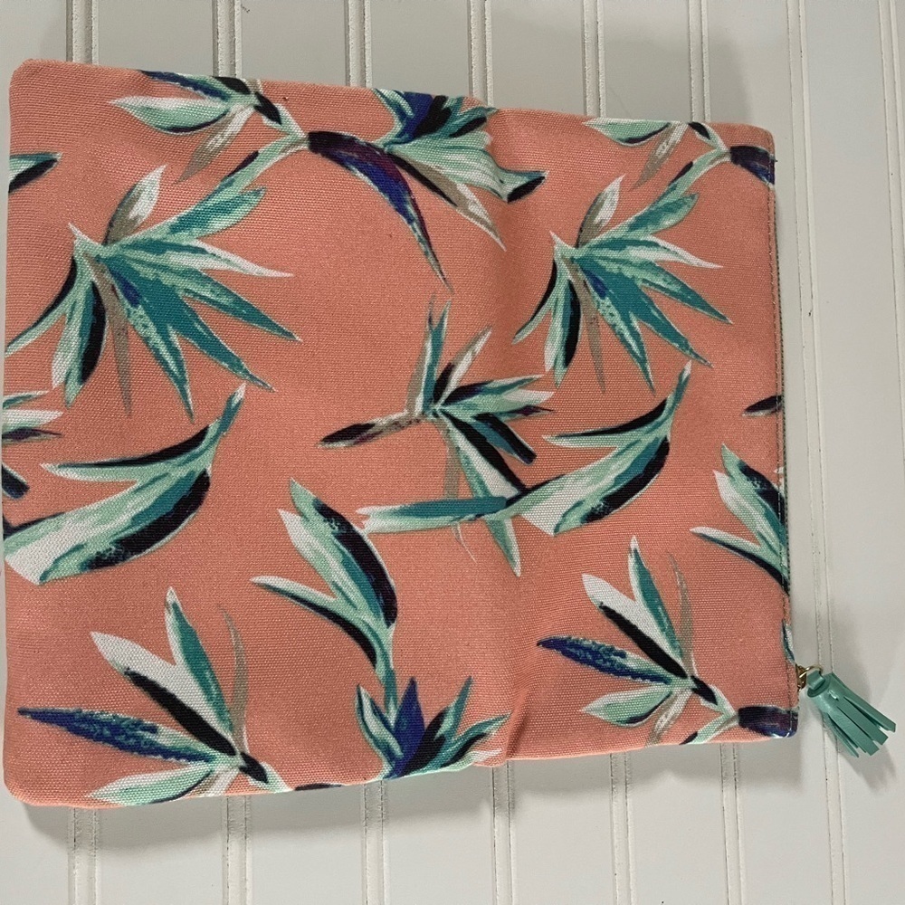 Rachael Pally Reversible Tropical Coral Pink Clutch Purse Bag